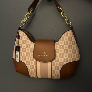 NWT. London Fog brown and gold shoulder bag